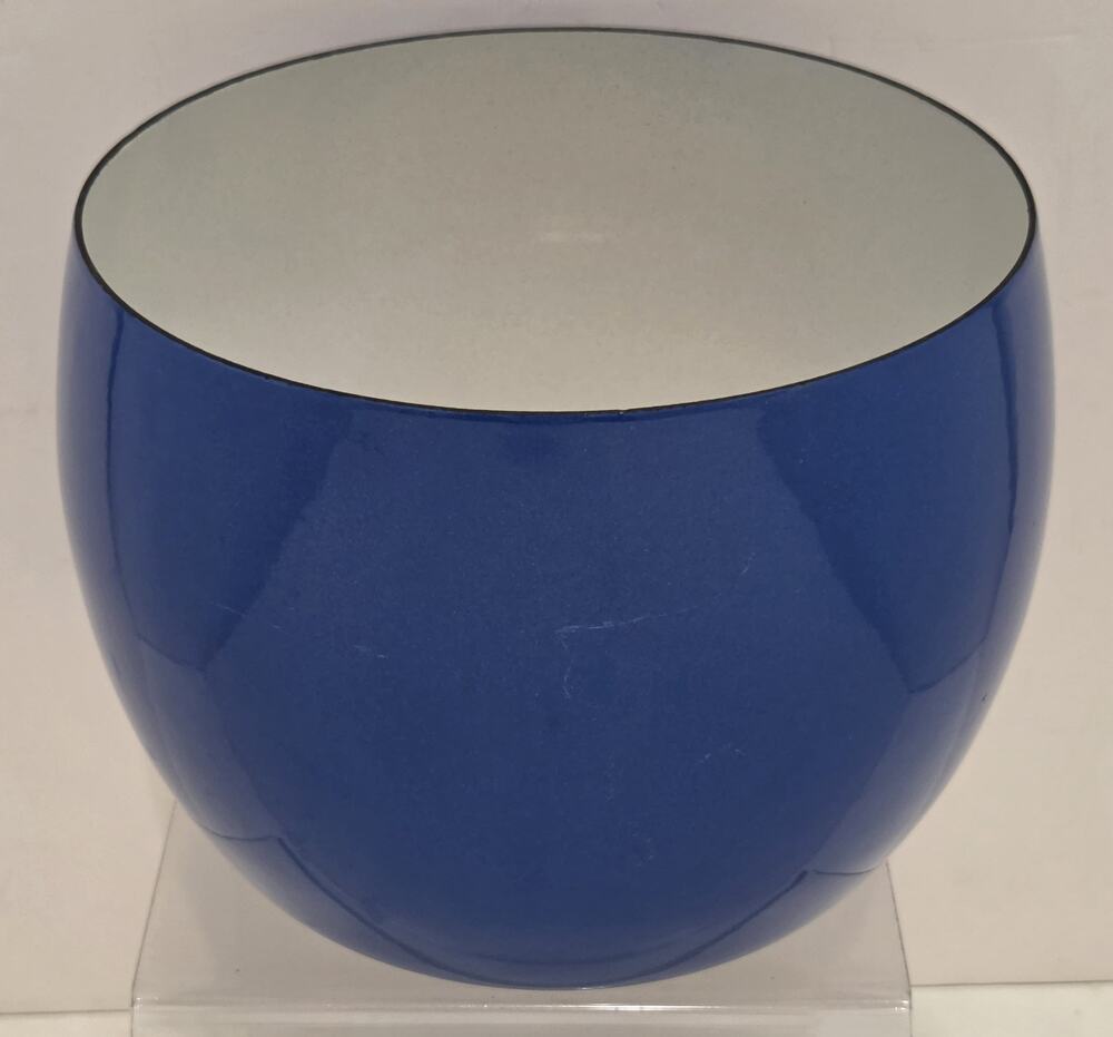 Vintage Dansk Design IHQ Enamelware Serving Bowl MCM Blue White France